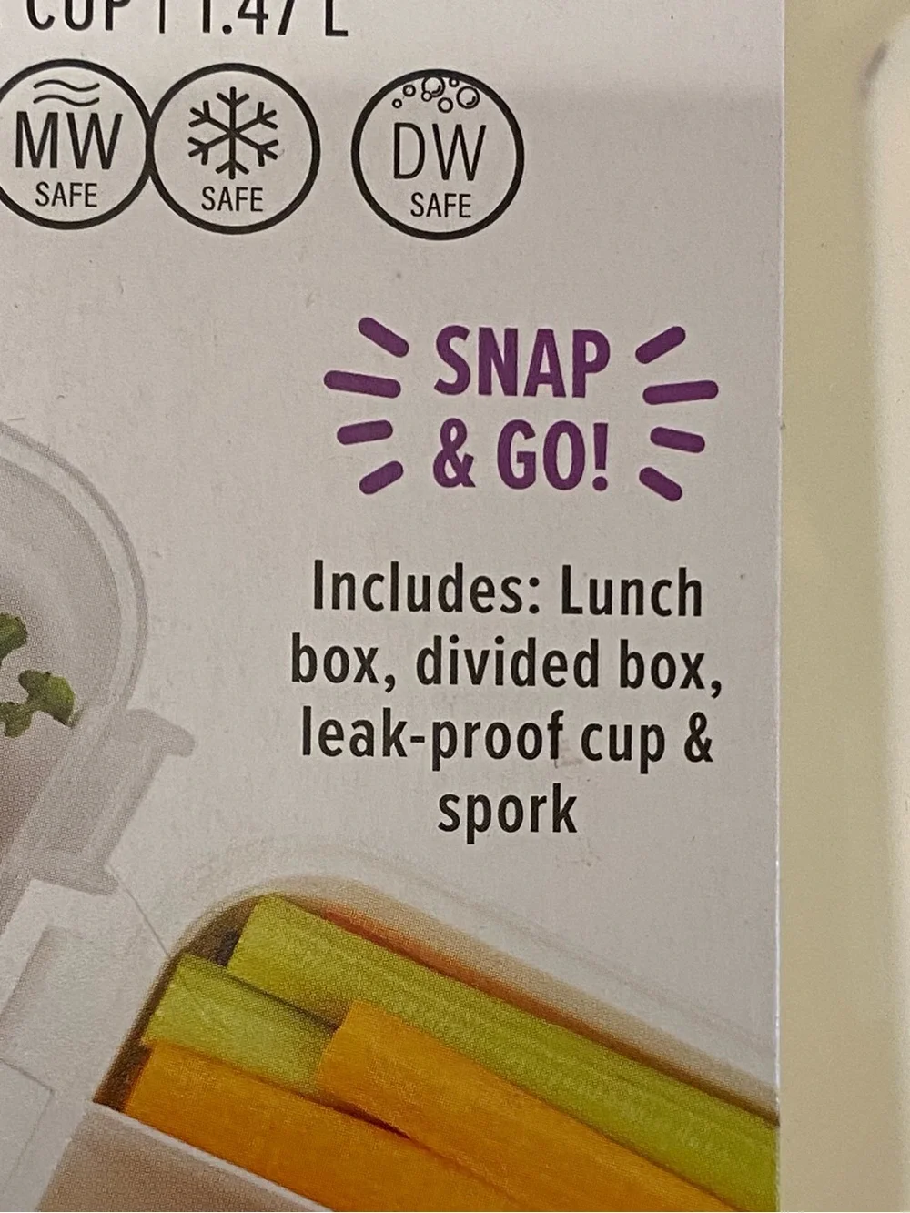 SnapLock Lunch Plus 4-Piece Lunch Box Set 6.2 Cup BPA Free New